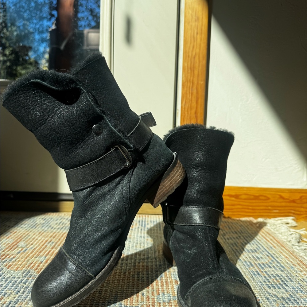 Matt Bernson real leather Black Moto Boots